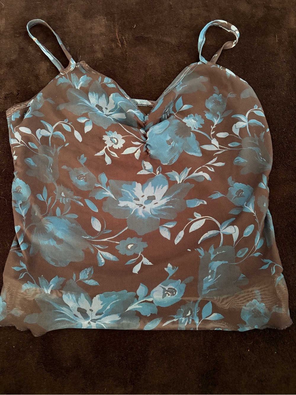 Blue Floral Sheer Cami Top - Women